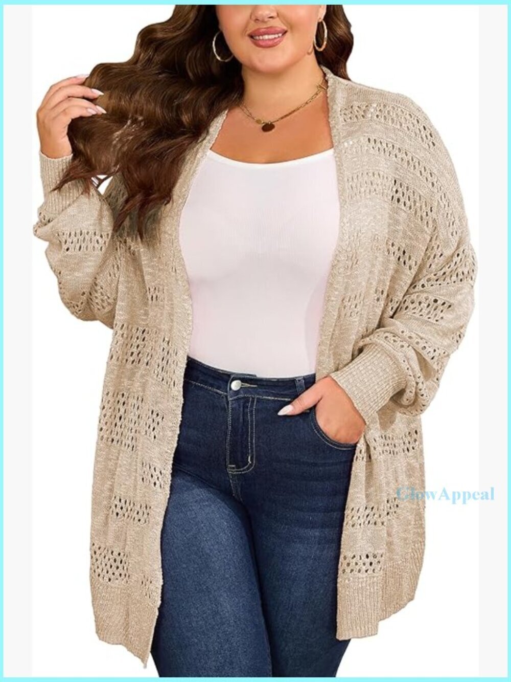 Plus Size Crochet Cardigan Kimono Boho Oversized Lightweight Sweater